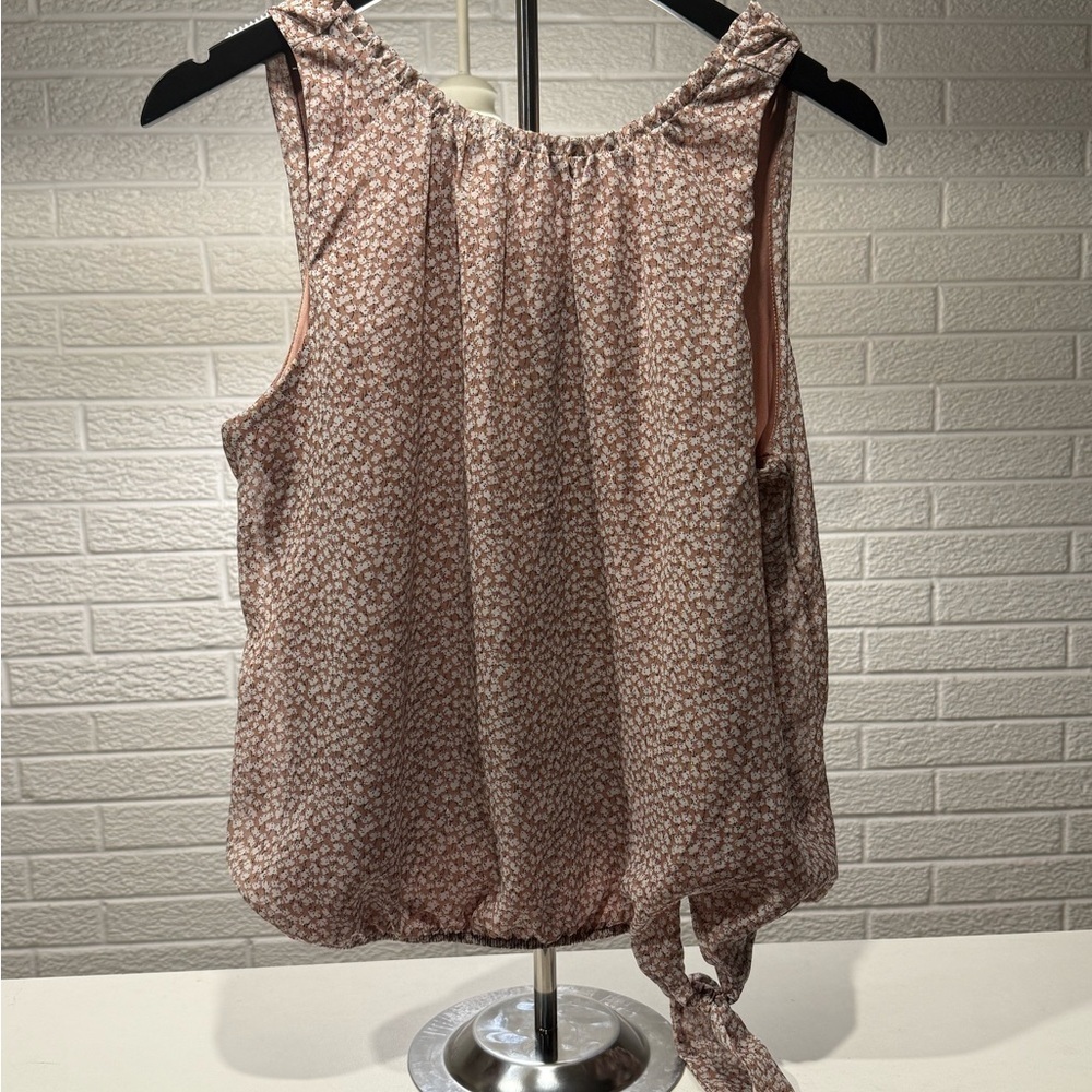 Sienna Sky Pink Ruched Tie‎ Front Sleeveless Blouse